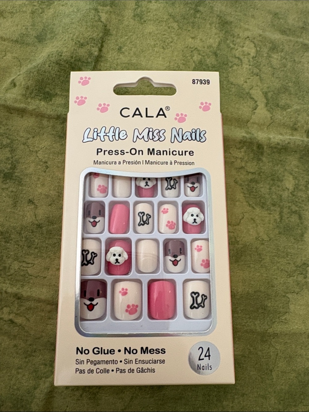 CALA Little Miss Nails Pink Dog Print Press-On Manicure